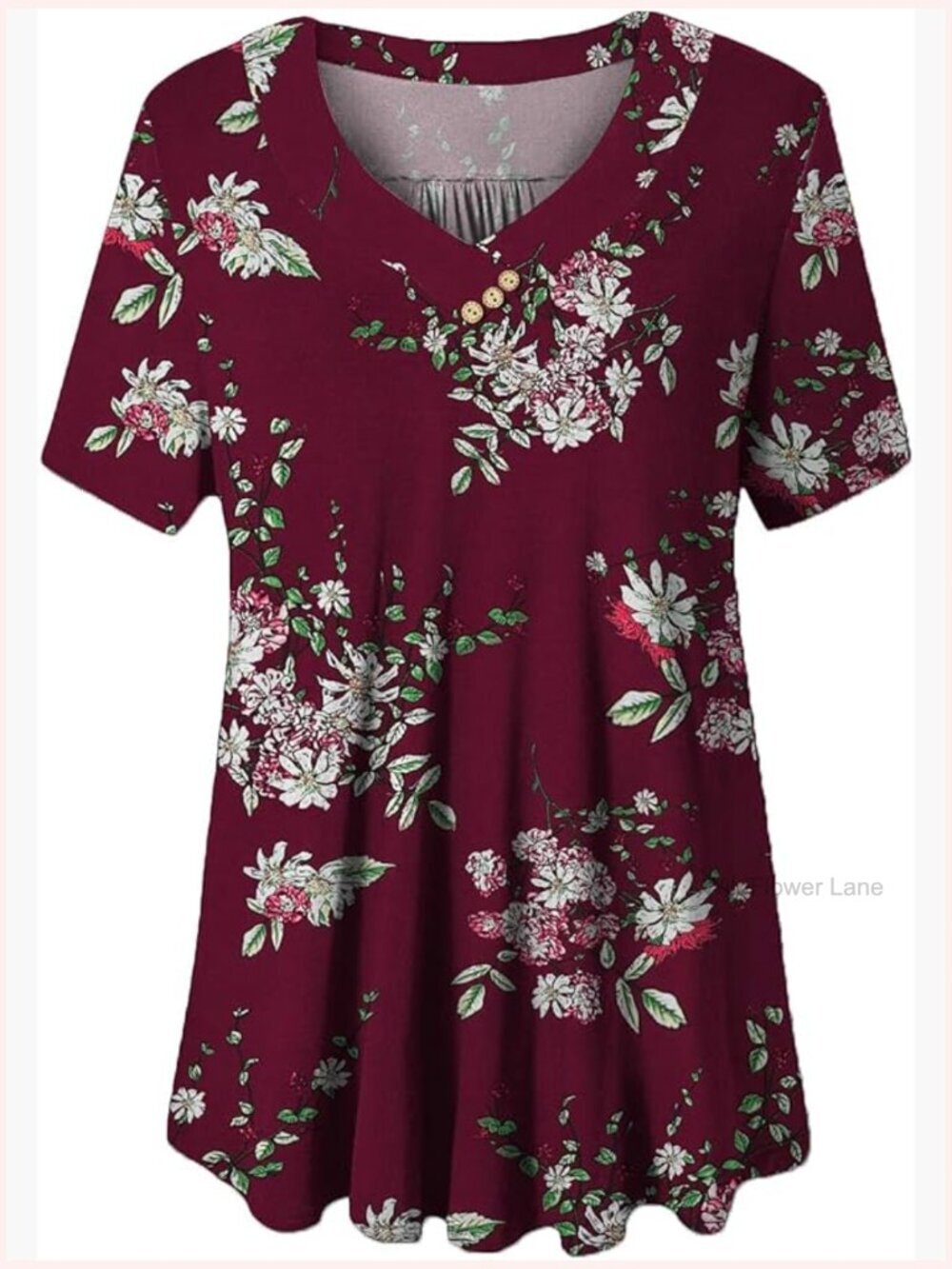 Plus Size Flowy Short Sleeve V-Neck Tunic Blouse